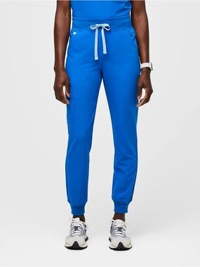 Figs Zamora High Waisted Jogger Scrub Pants Size Small Royal Blue Hospital